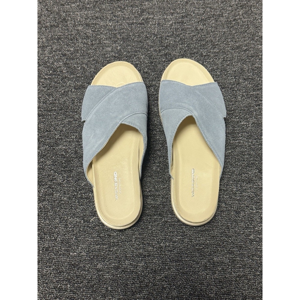 Vagabond Women's Erin Suede Sandals Slides Mules Dusty Blue 38 NIB $110